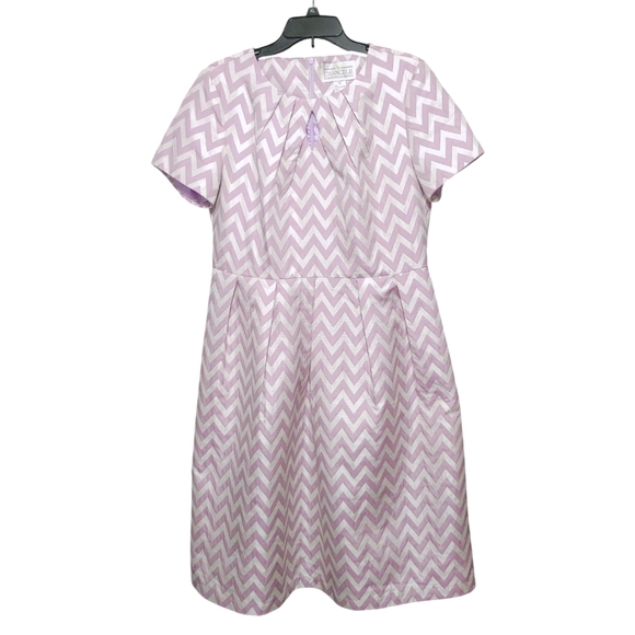 chancele Dresses & Skirts - Chancele Pastel Purple Chevron Striped Short Sleeve Church Dress Women's Size 14